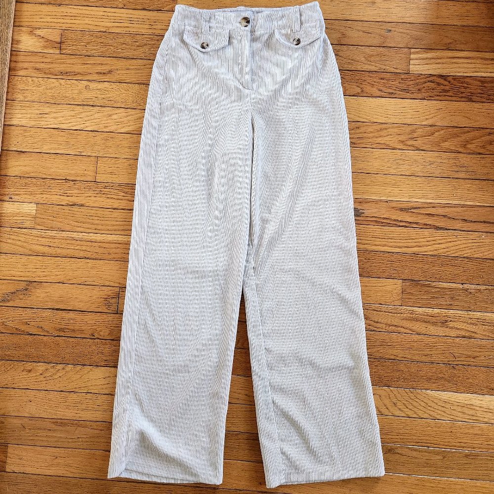 Topshop Corduroy Beige Cream Wide Leg High Rise Button Pants - Size 2